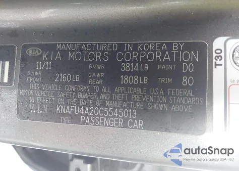 2012 Kia Forte Ex из США, поврежденный, VIN KNAFU4A20C5545013